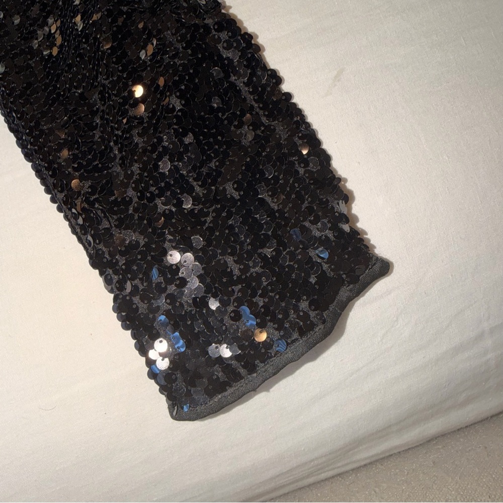 Fashion Nova Black Sequin Pants High Rise Party Club Festival Glam S Night Out - Picture 8 of 12